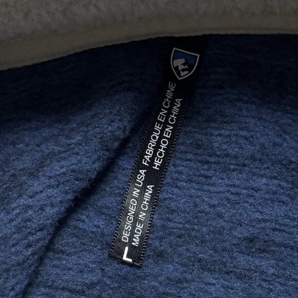 Kuhl Blue Quarter Zip Mock Neck Sherpa Lined Fleece Pullover Cabincore Hiking L - Picture 9 of 12